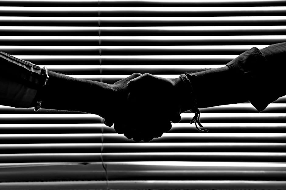 pexels-photo-814544-814544-2 Silhouette of two people shaking hands symbolizing partnership and trust.